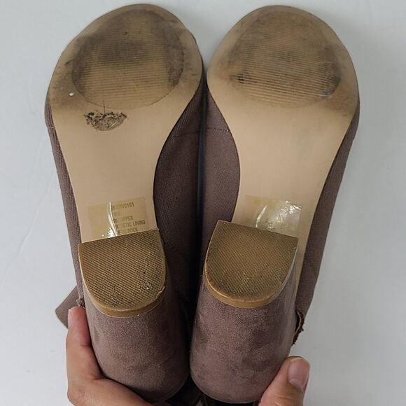 Steve Madden Booties Womens Size 8 Tan Open Toe Block Heel Ferris Boots - Picture 9 of 9